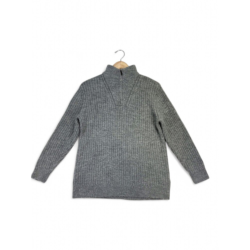 L.L. Bean Women's‎ Ribbed Half-Zip Sweater Gray M